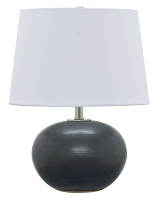 Buy black-matte-with-white-linen-hardback-glass-and-black-shade Scatchard Table Lamp by House of Troy