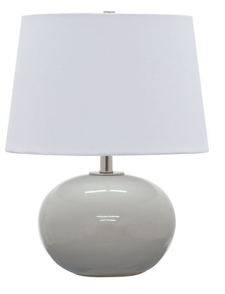 Buy gray-gloss-with-white-linen-hardback-glass-and-white-shade Scatchard Table Lamp by House of Troy