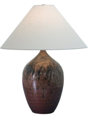 Buy decorated-red-with-cream-linen-hardback-glass Scatchard Table Lamp by House of Troy