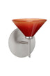Satin Nickel with Sunset 2.5``x 5.5``x 5.5`` Glass and Red Shade