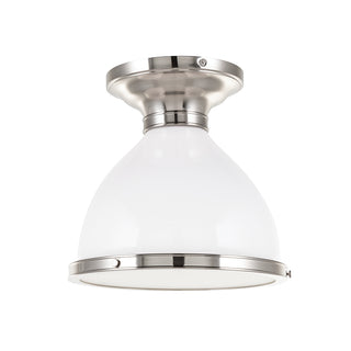 Buy satin-nickel-with-opal-glossy-glass-and-opal-shade Randolph Outdoor (Damp) Flush Mount Ceiling Light by Hudson Valley