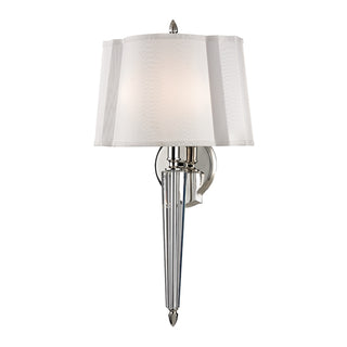 Buy polished-nickel-with-white-glass-and-white-shade Oyster Bay Outdoor (Damp) Sconce by Hudson Valley