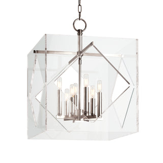 Buy polished-nickel-with-clear-glass-and-clear-shade Travis Outdoor (Damp) Chandelier by Hudson Valley