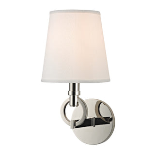 Buy polished-nickel-with-white-glass-and-white-shade Malibu Outdoor (Damp) Sconce by Hudson Valley