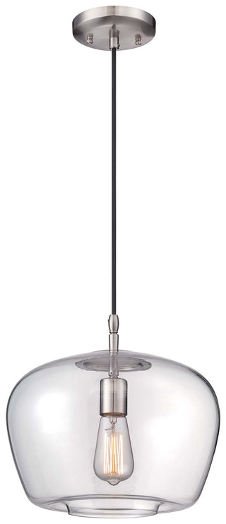 Buy brushed-nickel-with-clear-glass-and-clear-shade Pendant by Minka-Lavery