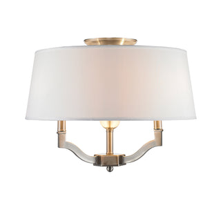 Buy pewter-with-classic-white-glass-and-white-shade Waverly Semi-Flush Mount Ceiling Light by Golden