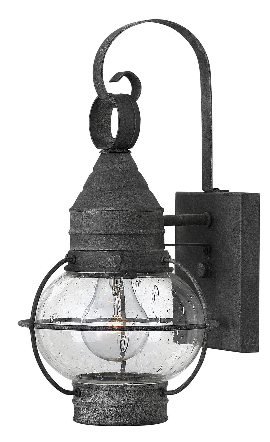Cape Cod Wall Lantern by Hinkley – Lights: 1 Light (8.00"L x 7.00"W x 14.00"H) – Finish: Aged Zinc with Clear Seedy Glass and Clear Shade – Hinkley-2206DZ