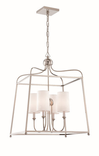 Buy polished-nickel-and-white-shade Sylvan Chandelier by Crystorama