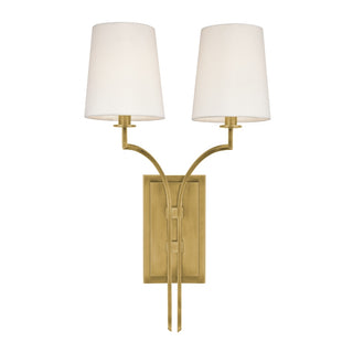 Buy aged-brass-with-off-white-glass-and-white-shade Glenford Outdoor (Damp) Sconce by Hudson Valley
