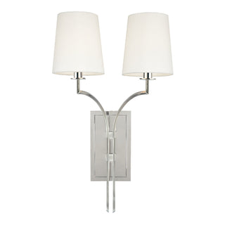 Buy polished-nickel-with-off-white-glass-and-white-shade Glenford Outdoor (Damp) Sconce by Hudson Valley