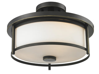 Buy olde-bronze-with-matte-opal-glass-and-opal-shade Savannah Semi-Flush Mount Ceiling Light by Z-Lite