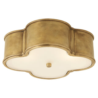 Buy natural-brass-with-frosted-glass-glass Basil Outdoor (Damp) Flush Mount Ceiling Light by Visual Comfort Signature