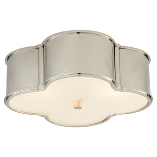 Buy polished-nickel-with-frosted-glass-glass Basil Outdoor (Damp) Flush Mount Ceiling Light by Visual Comfort Signature