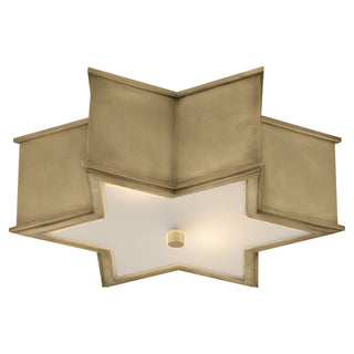 Buy natural-brass-with-frosted-glass-glass Sophia Outdoor (Damp) Flush Mount Ceiling Light by Visual Comfort Signature