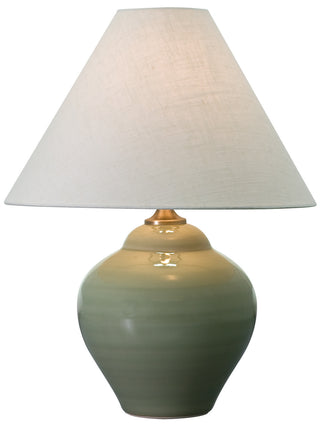 Buy celadon-with-cream-linen-hardback-glass-and-natural-cream-shade Scatchard Table Lamp by House of Troy