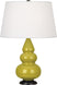 Citron Glazed Ceramic w/Deep Patina Bronzeed with Pearl Dupioni Fabric Shade Glass and Green Shade
