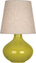 Citron Glazed Ceramic with Buff Linen Shade Glass and Green Shade
