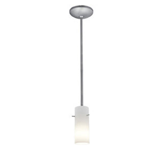 Buy brushed-steel-with-opal-glass-and-opal-shade Cylinder Pendant by Access