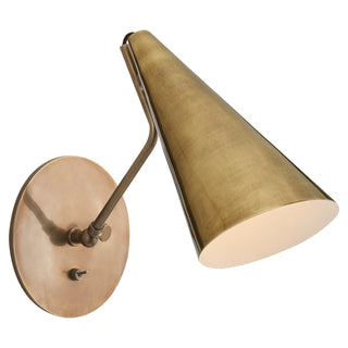 Buy hand-rubbed-antique-brass-with-antique-brass-glass-and-metal-shade Clemente Sconce by Visual Comfort Signature
