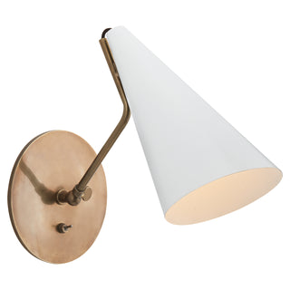 Buy plaster-white-with-white-glass-and-metal-shade Clemente Sconce by Visual Comfort Signature