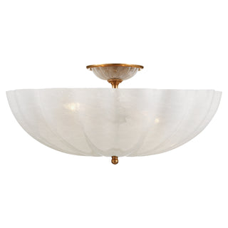 Buy hand-rubbed-antique-brass-with-white-glass-glass-and-white-shade Rosehill Outdoor (Damp) Semi-Flush Mount Ceiling Light by Visual Comfort Signature
