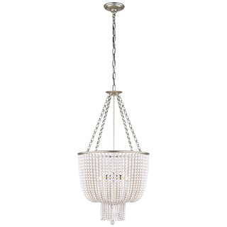 Buy burnished-silver-leaf-with-white-acrylic-glass-and-white-shade Jacqueline Chandelier by Visual Comfort Signature