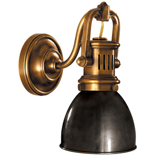 Buy hand-rubbed-antique-brass-with-bronze-glass-and-metal-shade Yoke Sconce by Visual Comfort Signature