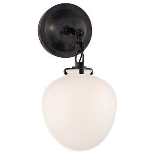 Buy bronze-with-white-glass-glass-and-white-shade Katie Acorn Outdoor (Damp) Sconce by Visual Comfort Signature