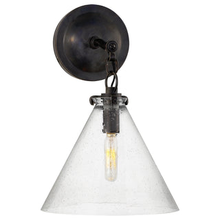 Buy bronze-with-seeded-glass-glass Katie Conical Outdoor (Damp) Sconce by Visual Comfort Signature