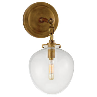 Buy hand-rubbed-antique-brass-with-clear-glass-glass-and-clear-shade Katie Acorn Outdoor (Damp) Sconce by Visual Comfort Signature