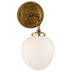 Hand-Rubbed Antique Brass with White Glass Glass and White Shade