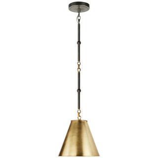 Buy bronze-with-antique-brass-with-3-x-9-5-x-9-25-antique-brass-glass-and-brass-gold-shade Goodman Pendant by Visual Comfort Signature