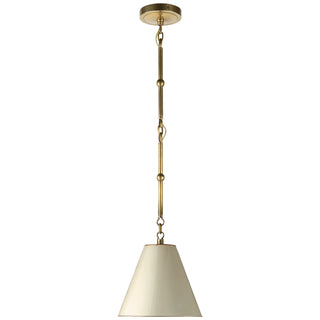 Buy hand-rubbed-antique-brass-with-3-x-9-5-x-9-25-antique-white-with-brass-interior-glass-and-metal-shade Goodman Pendant by Visual Comfort Signature