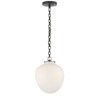 Buy bronze-with-white-glass-glass-and-white-shade Katie Acorn Outdoor (Damp) Pendant by Visual Comfort Signature