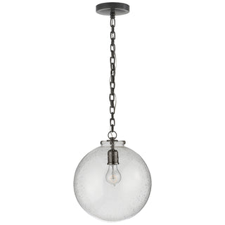 Buy bronze-with-seeded-glass-glass-and-clear-seedy-shade Katie Globe Outdoor (Damp) Pendant by Visual Comfort Signature