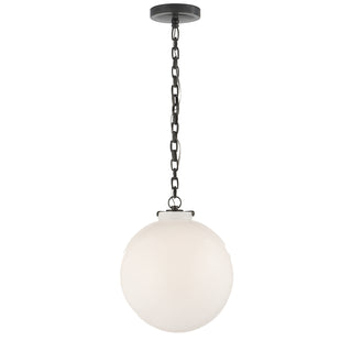 Buy bronze-with-white-glass-glass-and-white-shade Katie Globe Outdoor (Damp) Pendant by Visual Comfort Signature