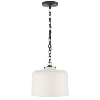 Buy bronze-with-white-glass-glass-and-white-shade Katie Dome Outdoor (Damp) Pendant by Visual Comfort Signature