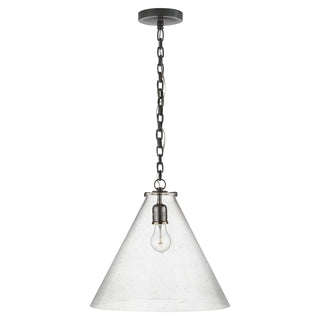 Buy bronze-with-seeded-glass-glass-and-clear-seedy-shade Katie Conical Outdoor (Damp) Pendant by Visual Comfort Signature