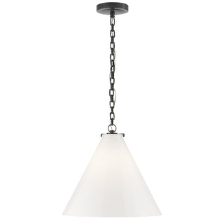 Buy bronze-with-white-glass-glass-and-white-shade Katie Conical Outdoor (Damp) Pendant by Visual Comfort Signature