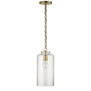 Buy hand-rubbed-antique-brass-with-clear-glass-glass-and-clear-shade Katie Cylider Outdoor (Damp) Pendant by Visual Comfort Signature