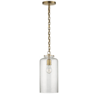 Buy hand-rubbed-antique-brass-with-seeded-glass-glass-and-clear-seedy-shade Katie Cylider Outdoor (Damp) Pendant by Visual Comfort Signature