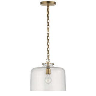 Buy hand-rubbed-antique-brass-with-clear-glass-glass-and-clear-shade Katie Dome Outdoor (Damp) Pendant by Visual Comfort Signature