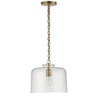 Buy hand-rubbed-antique-brass-with-seeded-glass-glass-and-clear-seedy-shade Katie Dome Outdoor (Damp) Pendant by Visual Comfort Signature