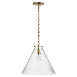 Buy hand-rubbed-antique-brass-with-seeded-glass-glass-and-clear-seedy-shade Katie Conical Outdoor (Damp) Pendant by Visual Comfort Signature