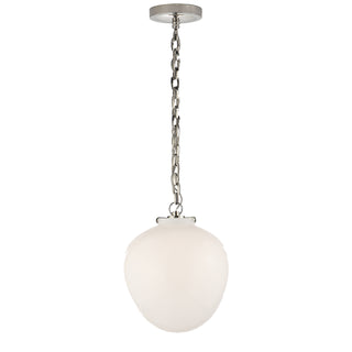 Buy polished-nickel-with-white-glass-glass-and-white-shade Katie Acorn Outdoor (Damp) Pendant by Visual Comfort Signature