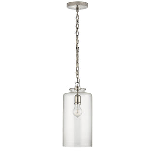Buy polished-nickel-with-clear-glass-glass-and-clear-shade Katie Cylider Outdoor (Damp) Pendant by Visual Comfort Signature