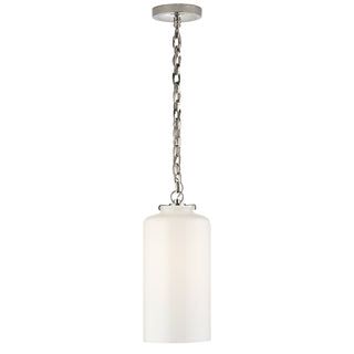 Buy polished-nickel-with-white-glass-glass-and-white-shade Katie Cylider Outdoor (Damp) Pendant by Visual Comfort Signature