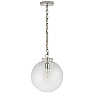 Buy polished-nickel-with-clear-glass-glass-and-clear-shade Katie Globe Outdoor (Damp) Pendant by Visual Comfort Signature