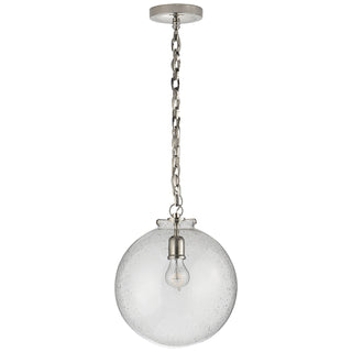 Buy polished-nickel-with-seeded-glass-glass-and-clear-seedy-shade Katie Globe Outdoor (Damp) Pendant by Visual Comfort Signature