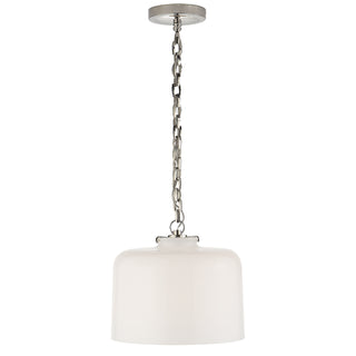 Buy polished-nickel-with-white-glass-glass-and-white-shade Katie Dome Outdoor (Damp) Pendant by Visual Comfort Signature